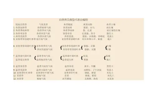 自然带及典型代表动植物