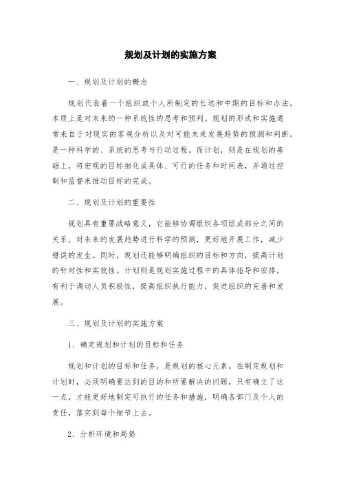 规划及计划的实施方案