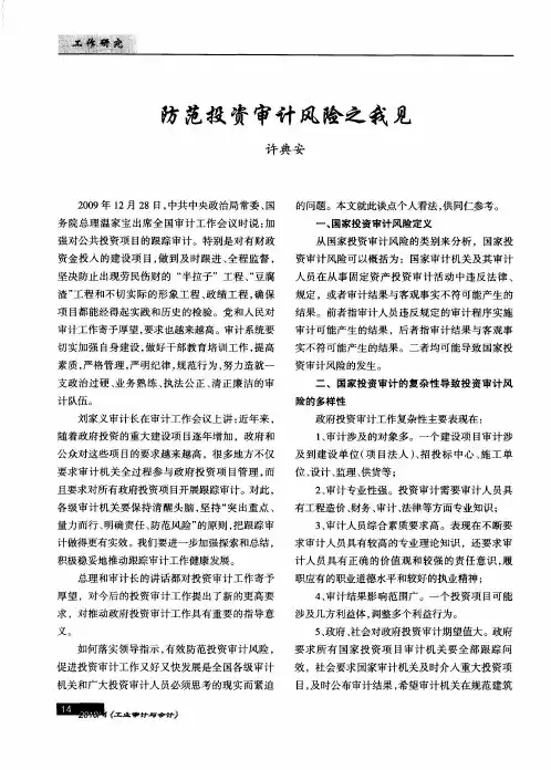 防范投资审计风险之我见