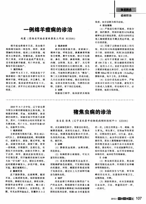 猪焦虫病的诊治