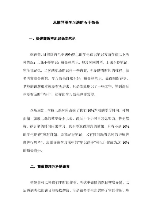 思维导图学习法的五个效果