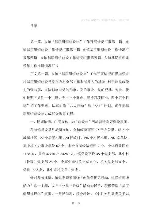 乡镇“基层组织建设年”工作开展情况汇报