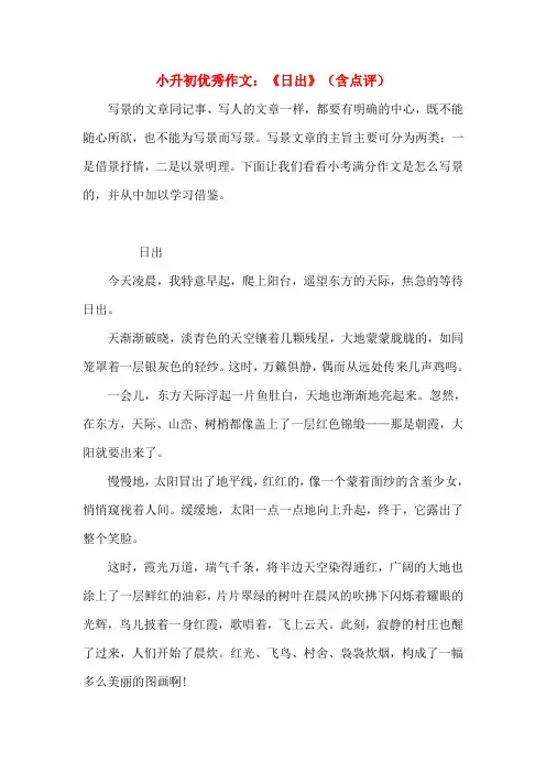 小升初优秀作文：《日出》(含点评)