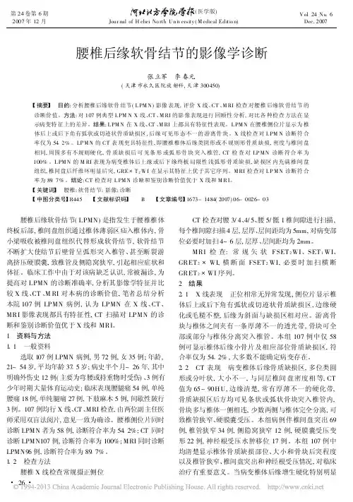 腰椎后缘软骨结节的影像学诊断