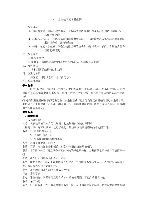 植物和动物组织