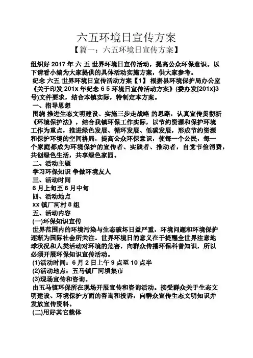 六五环境日宣传方案