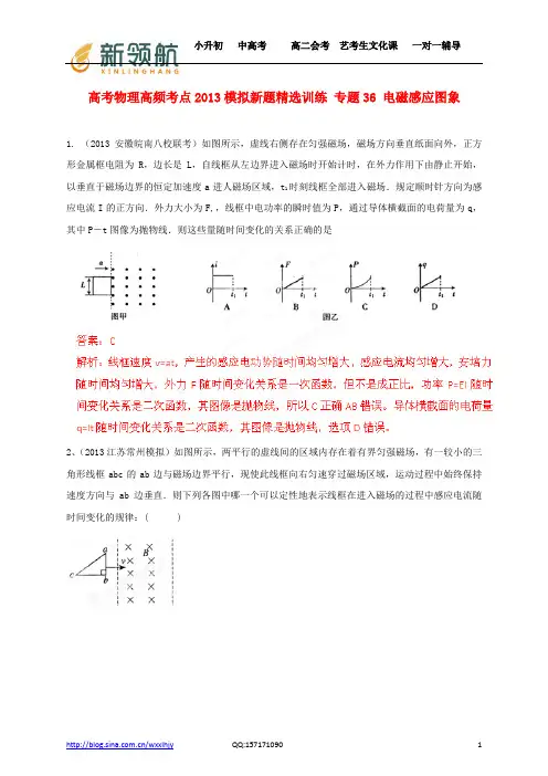 无锡新领航教育特供：2013年高考物理 高频考点模拟新题精选训练 专题36 电磁感应图象