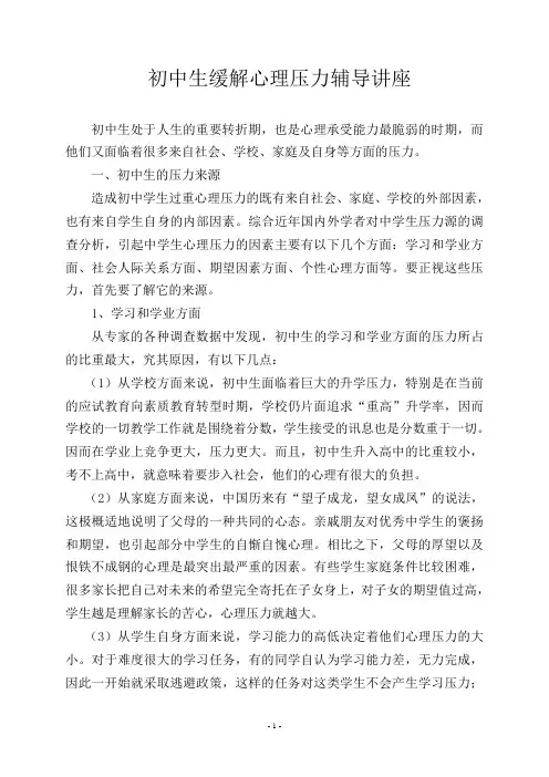 初中生心理压力来源及应对策略