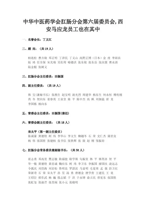 中华中医药学会肛肠分会第六届委员会,西安马应龙员工也在其中
