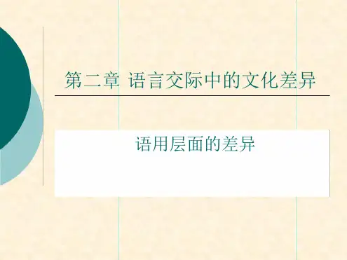 语言交际中的文化差异 语用层面的文化差异11