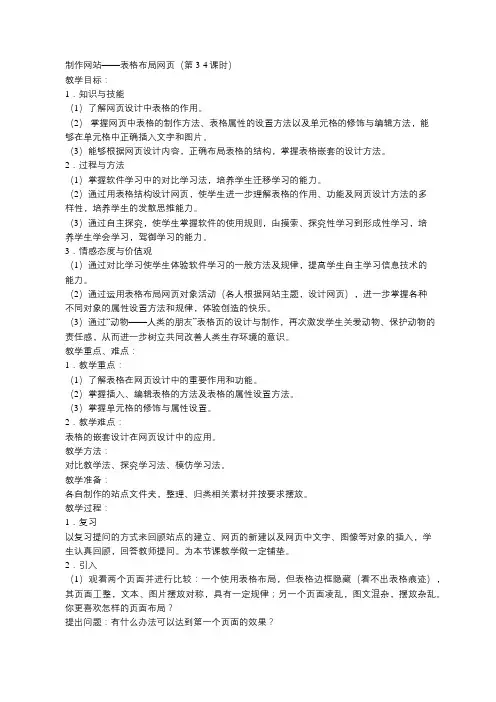 制作网站——表格布局网页