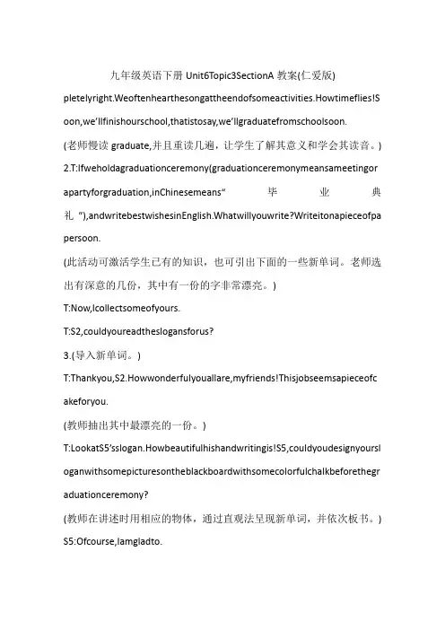 九年级英语下册Unit6Topic3SectionA教案(仁爱版)