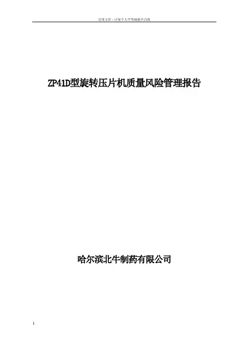 ZP41D型旋转压片机质量风险管理报告