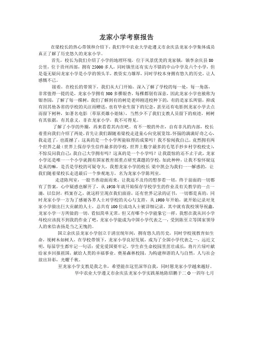 龙家小学考察报告陈绍鹏