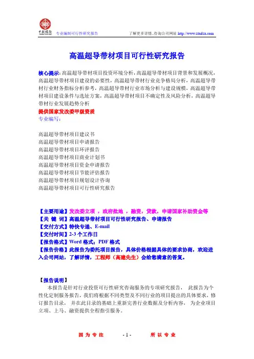 高温超导带材项目可行性研究报告