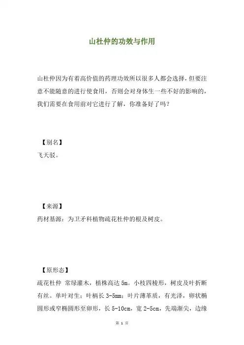 山杜仲的功效与作用