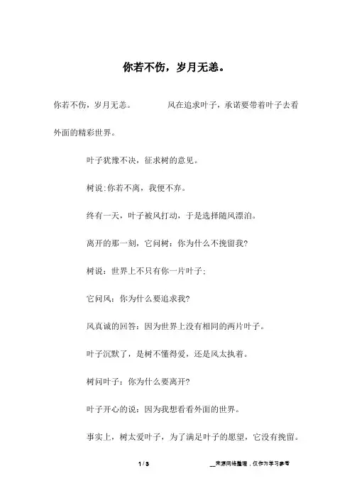 你若不伤,岁月无恙。