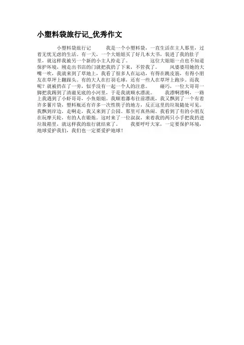 小塑料袋旅行记_优秀作文.