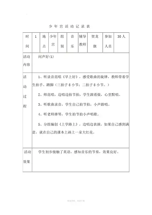乡村少年宫活动记录