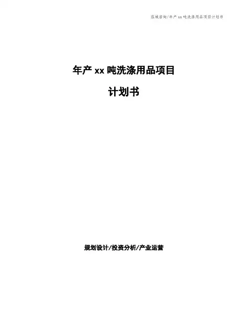 年产xx吨洗涤用品项目计划书