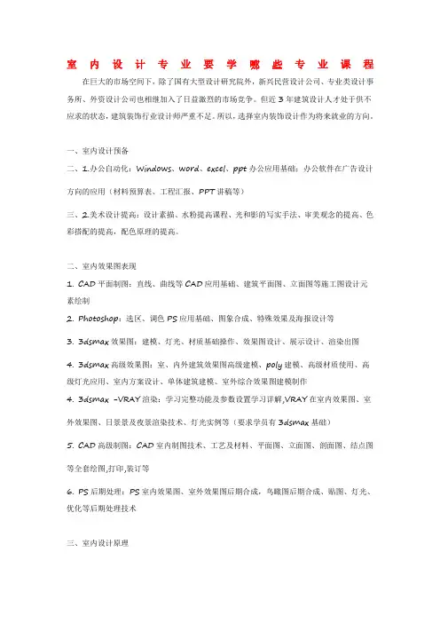 室内设计专业要学哪些专业课程 