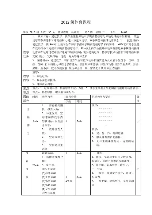 原地运球,双手胸前传接球