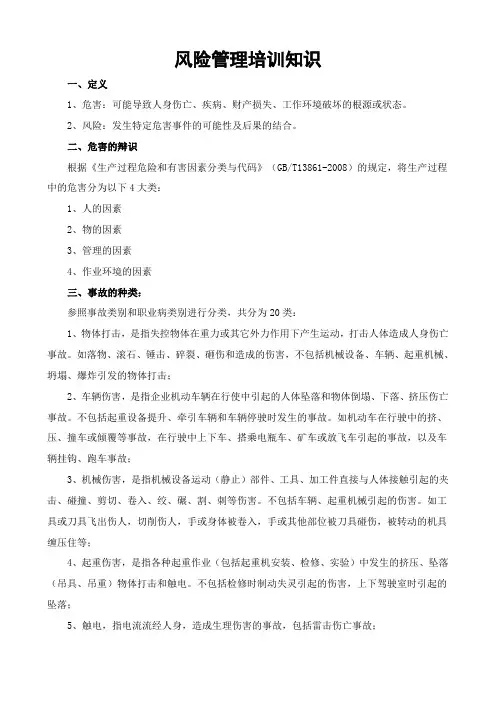 风险管理培训知识