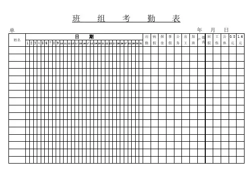 班组考勤表