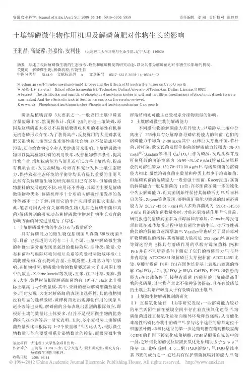 土壤解磷微生物作用机理及解磷菌肥对作物生长的影响