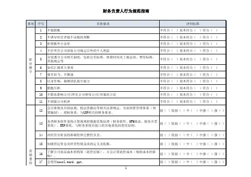 财务负责人行为规范指南