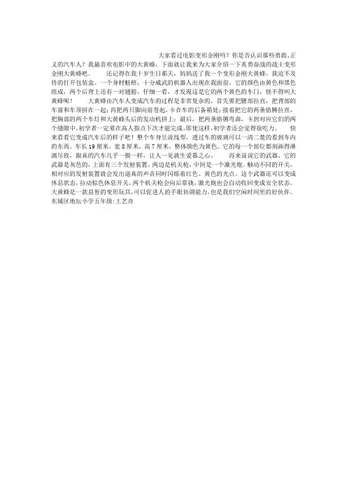 变形金刚作文700字