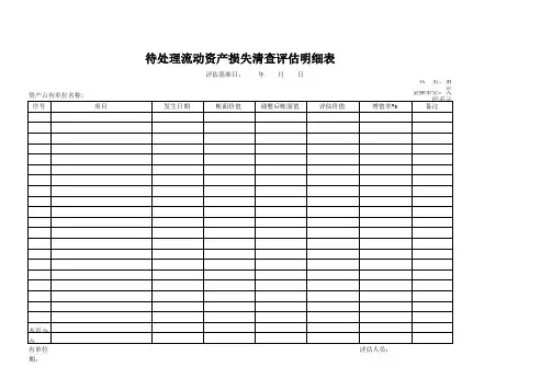 (新)待处理流动资产损失清查评估明细表(XLS)