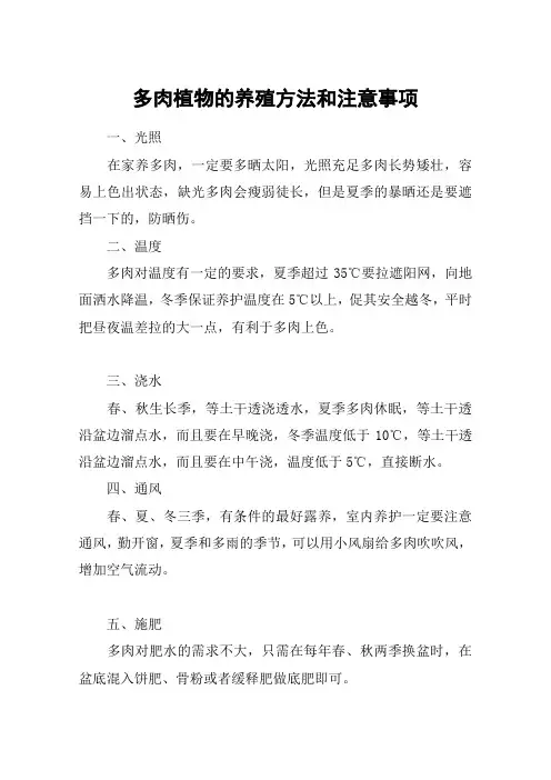 多肉植物的养殖方法和注意事项
