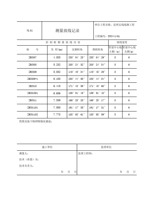 线01 测量放线记录