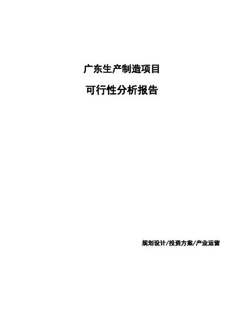 广东生产制造项目可行性分析报告