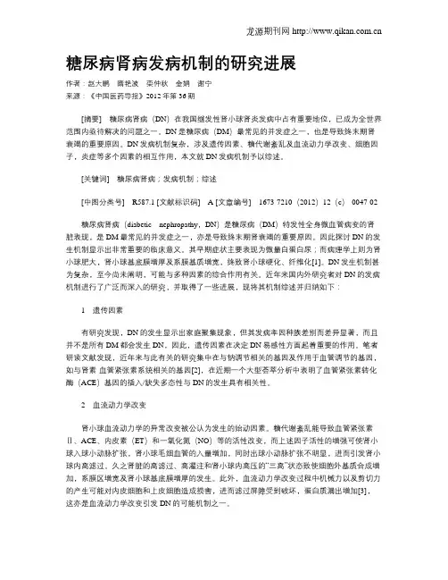 糖尿病肾病发病机制的研究进展