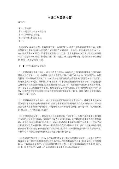 审计工作总结4篇