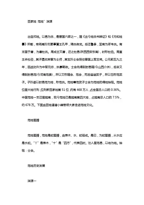 百家姓 范姓”渊源