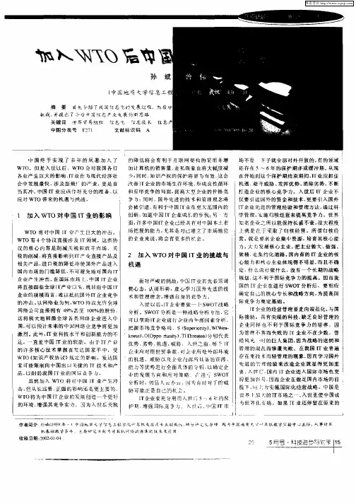 加入WTO后中国IT业的发展与思考