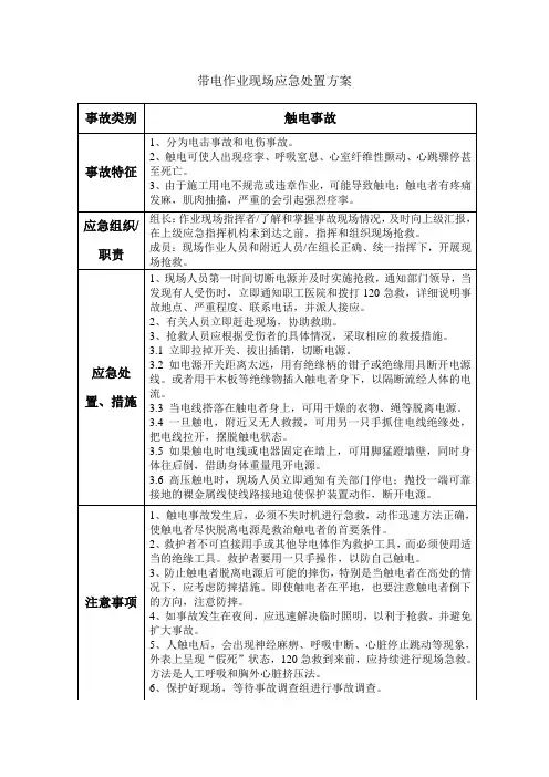 带电作业现场应急处置方案 2