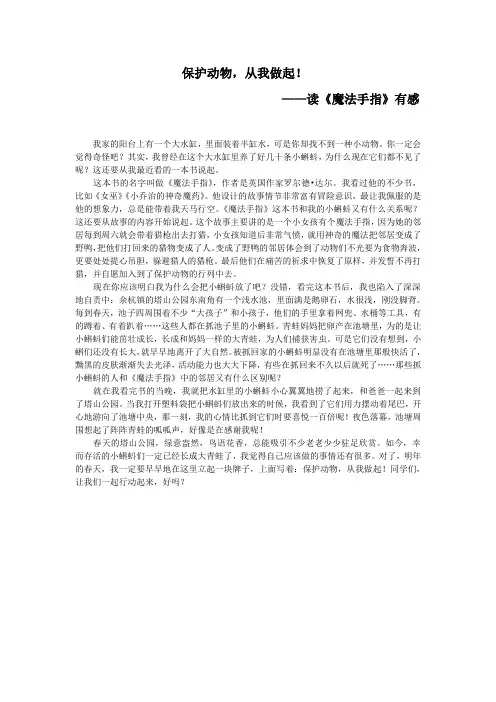 保护动物从我做起