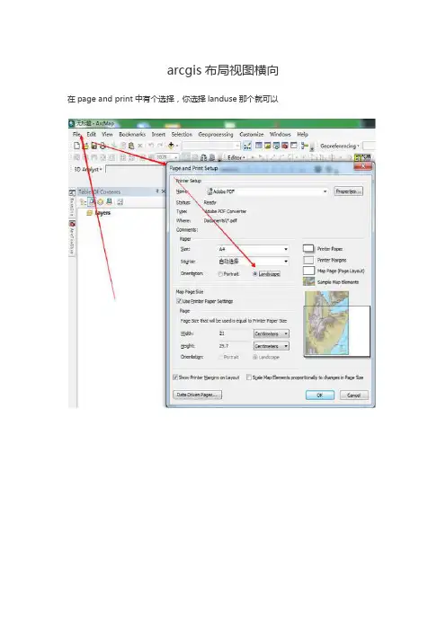 arcgis布局视图横向