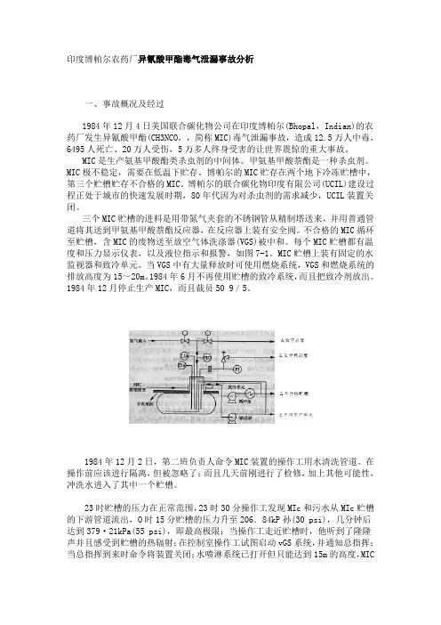 印度博帕尔药厂异氰酸甲酯毒气泄漏事故分析
