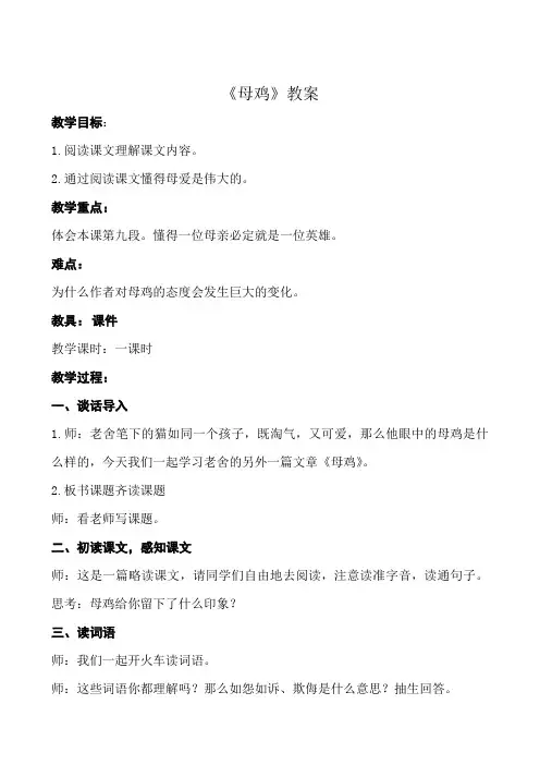 四年级下册语文教案-14 母鸡优质课公开课教案 (7)