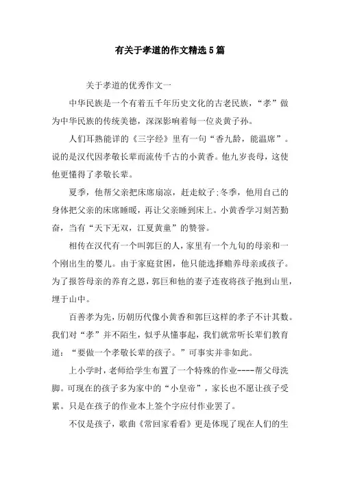 有关于孝道的作文精选5篇