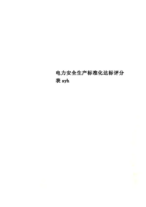 电力安全生产标准化达标评分表