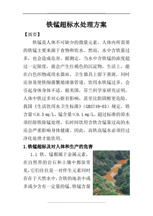 铁锰超标水处理方案
