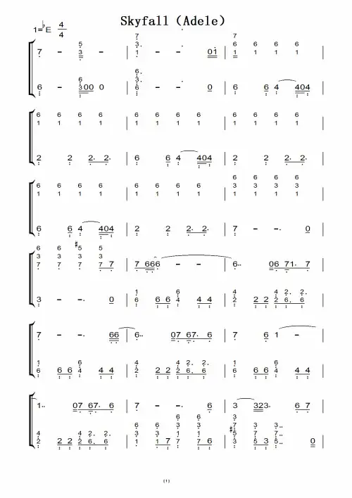 Skyfall(Adele) 钢琴双手简谱 原版 钢琴谱 钢琴简谱.pdf