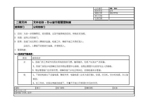 办公室节能管理制度