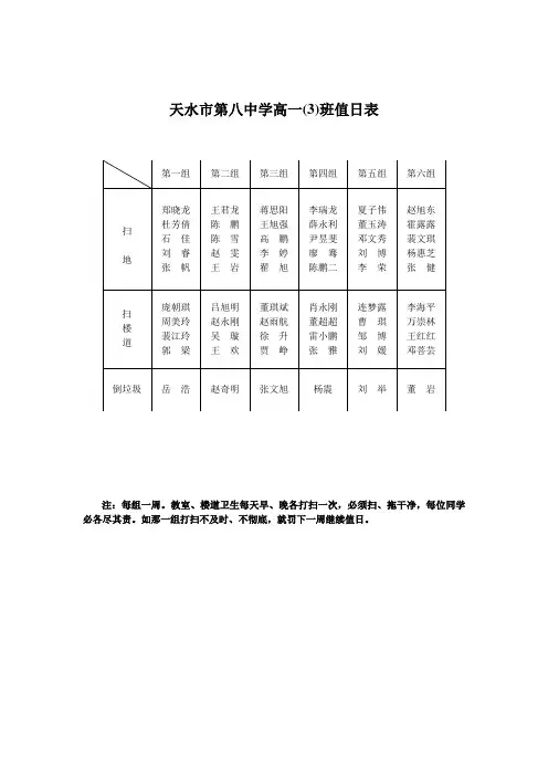 值日表